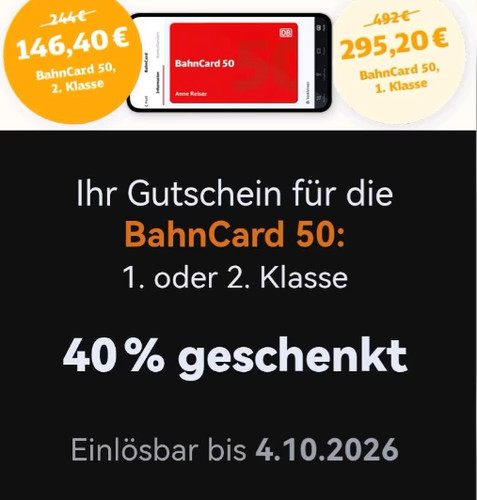 Deutsche bahn bahncard 50 - 40%,
