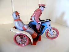 Schönes Blechspielzeug Aufzieh Spielware, Motorrad mit Beiwagen, Retro Style