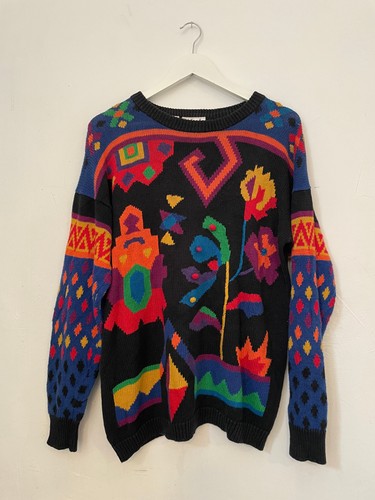 Vintage colorful knit sweater - knit,