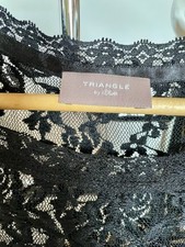 S Oliver Triangle Spitzen Oberteil Langärmelig Transparent Schwarz Größe 46 Neu