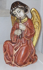 Holzfigur geschnitzt, Engel mit Flöte, 18 cm,  Südtirol, Handarbeit, TOP 43J