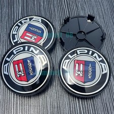 4x Für ALPINA 68MM Alufelge Wheel Nabenkappen Nabendeckel Radkappen Schwarz Auto