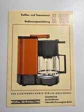 Kaffee-und Teeautomat K 109 | Bedienungsanleitung | Garantie Urkunde | DDR