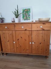 Nostalgie-SIdeboard, Schränkchen, Massivholz, unbehandelt, Porzellanknöpfe - TOP