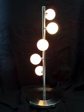 Design Tischleuchte Globuli Edelstahl geschliffen mit Glaskugeln Milchglas