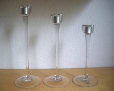 3 St. IKEA Blomster Kerzenständer Kerzenhalter  Glas klar  24, 28, 32 cm Deko