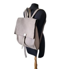 Grey Real Leather Backpack