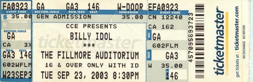 Billy idol the fillmore - billy,