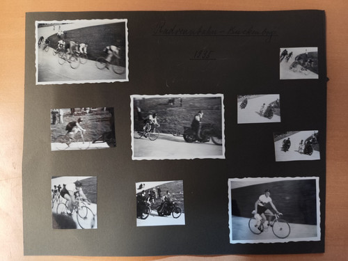 Seite aus fotoalbum radrennen - seite,