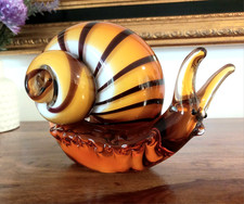 Glasfigur Schnecke Skulptur Glas Figur Deko Kristallglas  Murano Stil Kunst