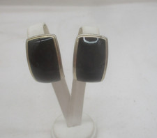 Vintage – Damen Ohrclips Ohrringe „Schmuckstein Schwarzer Onyx“ (K20)