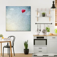 banjado Glas Wandbild quadratisch Wohnzimmer Küche Büro Motiv Herzballon