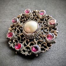 Silber Anhänger Brosche Perle