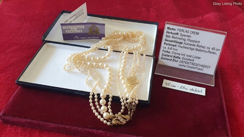 Perlas crem 45cm - perlas, 3-reihige