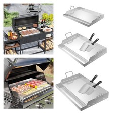 Edelstahl Grillplatte Universal BBQ Plancha mit Fettsammelbehälter mit Griff