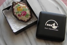 ROSENTHAL KRONACH  1927/31 PORZELLAN MEDAILLE ANHÄNGER  ROSEN +925 SILBER KETTE