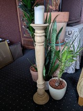 XXL Kerzenleuchter Standleuchte für Altarkerze Holz Säule 75 cm Shabby Scandi 