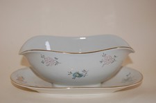 Sauciere Elfenbein Goldrand Blümchen Moschendorf Bavaria