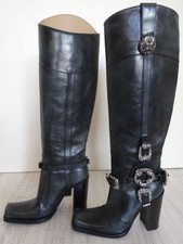 Gianmarco Lorenzi Stiefel Grau Gr 37 Echt Leder 11 cm Absatz High Heels Boots