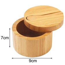 Magnetischer drehbarer Deckel Salzbehälter aus Holz mit integriertem Löffel für einfache Verwendung
