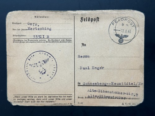 Alte feldpostkarte 1943 - alte,