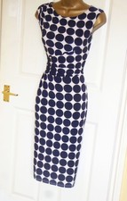 Phase Eight Marine Creme Gepunktet Tupfen Stretch Wackeln Abend Party Kleid 14