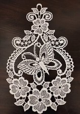 Plauener Spitze Fensterbild Schmetterling Fensterdeko Deko Frühling Sommer weiß