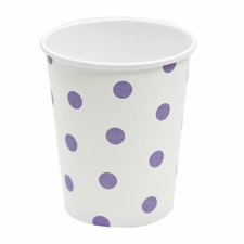 60 Pappbecher weiß flieder Punkte Einweggeschirr Geschirr Trinkbecher Pappteller