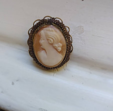 Kamee-Brosche Silber vergoldet