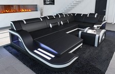 Leder Sofa Wohnlandschaft USB