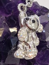 Swarovski  Teddy Bär Anhänger Kette Silber-Weiß Rhodiniert