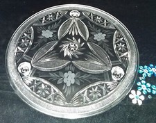 Alte Kuchenplatte Tortenplatte geschliffenes Motiv Sternenschliff E 641