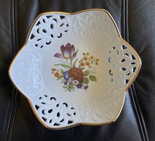 Kleiber  Regnitzlosau Schale Konfektschale Handarbeit Blumendekor Goldrand Top!