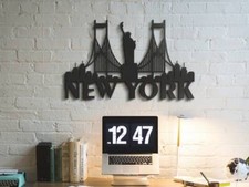New York Silhouette Metall Wanddekoration, Freiheitsstatue, City Wandkunst, 