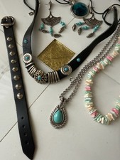 Modeschmuck 80er 90er Vintage schwarz türkis Silber