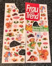 Sticker Bogen aus Zeitschrift Aufkleber Vintage basteln Tiere SELTEN HERBST 2013