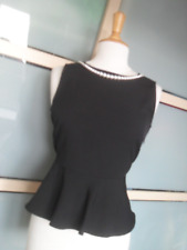 Neu elegantes peplum Oberteil von ZARA Gr. L 40 Schwarz mit Perlenkette