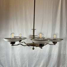 Art Déco Deckenlampe Bauhaus Art Déco 20er 30er Jahre Messing satiniertes Glas