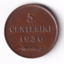 San Marino - 5 Centesimi 1936
