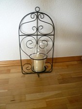 Kerzenhalter Wandkerzenhalter Eisen / Glas schwarz SHABBY neuwertig