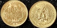 2 Pesos 1945 M - Dos Pesos : 1.666 Gramm Gold 900/1000 Gold