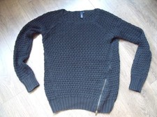 s`Oliver Denim DAMEN Strick Lochmuster Pullover Pulli Gr S Schwarz