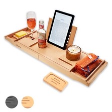 Holz Bambus Bad Caddy Ablage Badewannenbrett Badregal Wein Tablet Halter Ablage