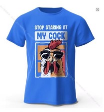 NEUES Lustiges Fun Shirt STOP STARING AT MY COCK blau Gr. L