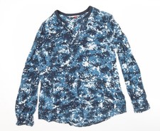 Tommy Hilfiger Tunika Bluse Damen Blau Camouflage Viskose S