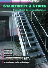 Stahltreppe 3 Stufen Podest
