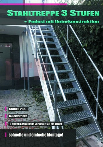 Stahltreppe stufen podest - stahltreppe, 3