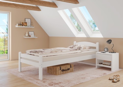 Weißes einzelbett buche - einzelbett,
