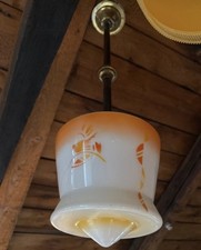 Bauhaus Deckenlampe Art Deco Spritzdekor Vogel Lampe 1920-1930er selten RAR