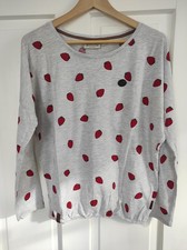Naketano Shirt Größe M Damen hellgrau Erdbeeren